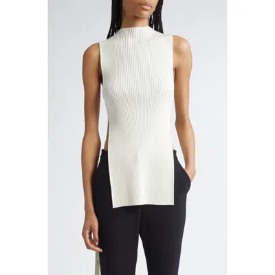 Proenza Schouler Rita Belted Sleeveless Rib Top In Off White