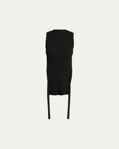 Proenza Schouler Rita Ribbed Hanging Tie Top In Black