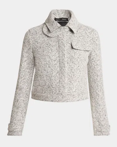 Proenza Schouler Rivers Cotton Wool Jacquard Jacket In Blackoff White