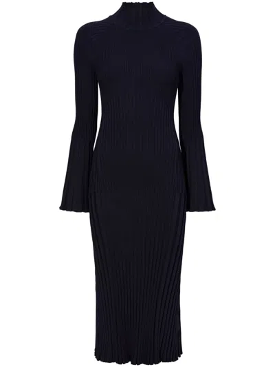 Proenza Schouler Roll-neck Ribbed Midi Dress In Blue
