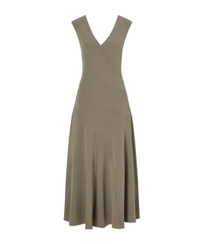 Proenza Schouler Romana Pleated Crepe Midi Dress In Green