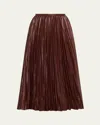 Proenza Schouler Rosalyn Pleated Vegan Leather Midi Skirt In Brown