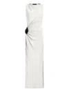 Proenza Schouler Rose-embellished Draped Maxi Evening Dress In White