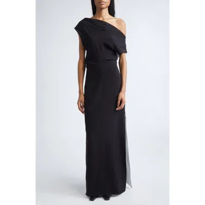 Proenza Schouler Rosina Off The Shoulder Light Double Crepe Maxi Dress In Black