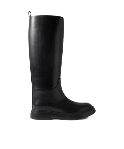 Proenza Schouler Bank Leather Knee Boots In Black