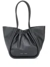 Proenza Schouler Black Ruched Large Leather Tote Bag In Black