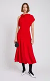 Proenza Schouler Rue Asymmetric Crepe Midi Dress In Red