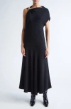 Proenza Schouler Rue Asymmetric Matte Crepe Dress In Black