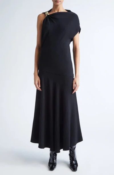 Proenza Schouler Rue Asymmetric Matte Crepe Dress In Black