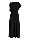 Proenza Schouler Rue Asymmetric Embellished Draped Crepe Dress In Black