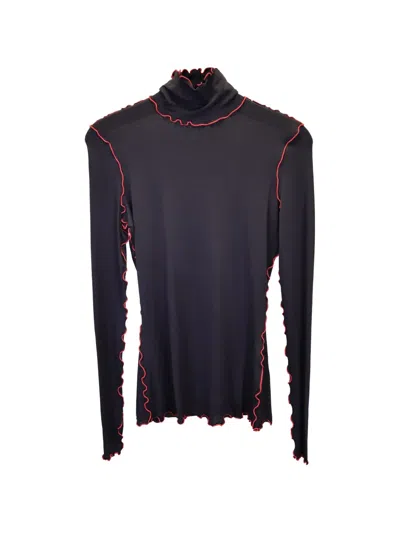 Pre-owned Proenza Schouler Ruffle-trim Turtleneck Top In Black
