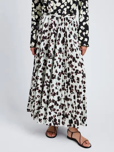 Proenza Schouler Runa Midi Skirt In Acqua Floral In Black