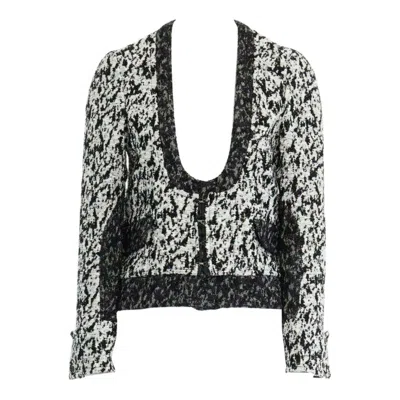 Pre-owned Proenza Schouler Runway  2011 White Black Boucle Hook Eye Cropped Jacket Us4 S