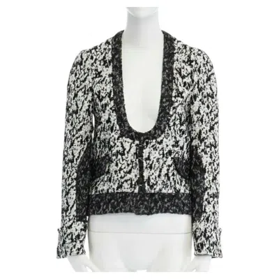 Pre-owned Proenza Schouler Runway  2011 White Black Boucle Hook Eye Cropped Jacket Us4 S