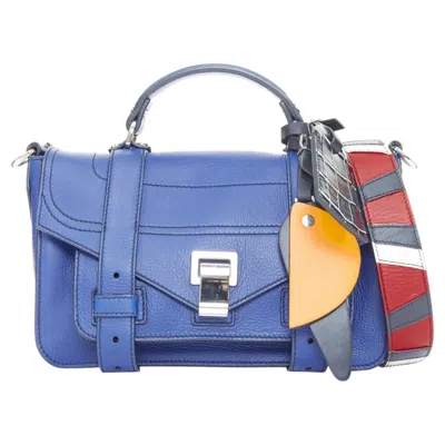 Pre-owned Proenza Schouler Runway Ps1 Tiny Blue Leather Patchwork Multi Charm Bag