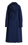 Proenza Schouler Sabina Belted-neck Jacquard Coat In Navy