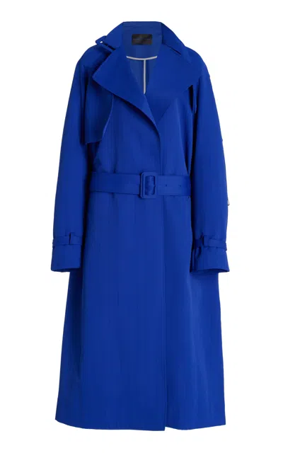 Proenza Schouler Sabina Belted-neck Jacquard Coat In Royal Blue