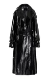 Proenza Schouler Sabina Belted-neck Lacquered Coat In Black