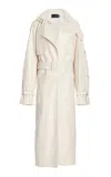 Proenza Schouler Sabina Belted-neck Lacquered Coat In Nude