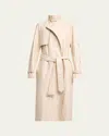Proenza Schouler Sabina Lacquered Leather Wrap Trench Coat In Ecru