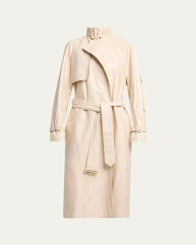 Proenza Schouler Sabina Lacquered Leather Wrap Trench Coat In Ecru