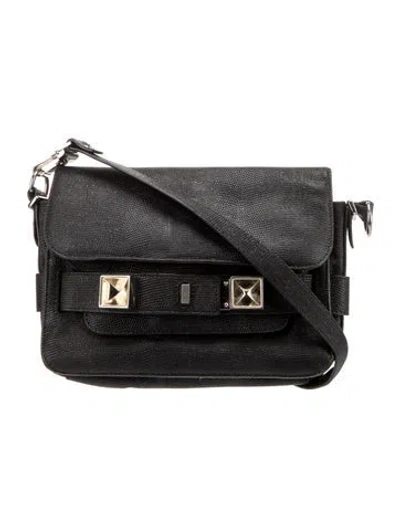 Pre-owned Proenza Schouler Saffiano Leather Shoulder Bag In Black