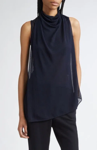 Proenza Schouler Sage Cowl-neck Crepe Jersey Sleeveless Top In Midnight