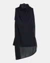 Proenza Schouler Sage Cowl-neck Crepe Jersey Sleeveless Top In Midnight