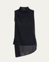 Proenza Schouler Sage Cowl-neck Crepe Jersey Sleeveless Top In Midnight