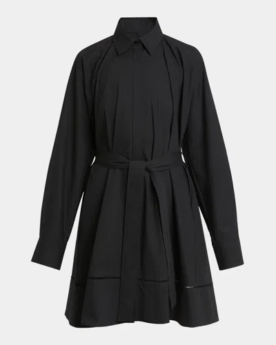 Proenza Schouler Sammy Belted Ladder Stitch Poplin Dress