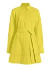 Proenza Schouler Sammy Long Sleeve Belted Stretch Cotton Poplin Shirtdress In Yellow