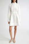 Proenza Schouler Sammy Long Sleeve Belted Stretch Cotton Poplin Shirtdress