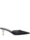 Proenza Schouler Spike Leather-trimmed Mesh Point-toe Mules In Black