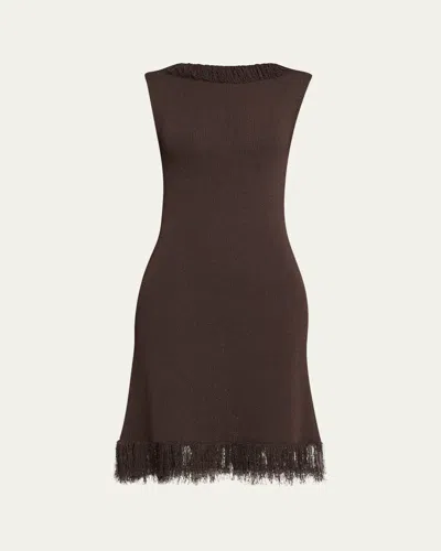Proenza Schouler Saski Textured Fringe Dress In Brown