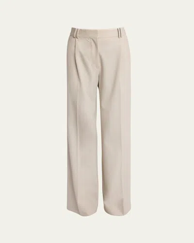 Proenza Schouler Savannah Wool Gabardine Suiting Pants In Taupe