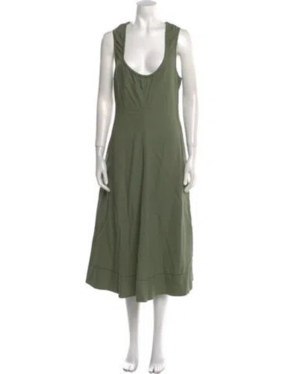 Pre-owned Proenza Schouler Scoop Neck Midi Length Dress In Green