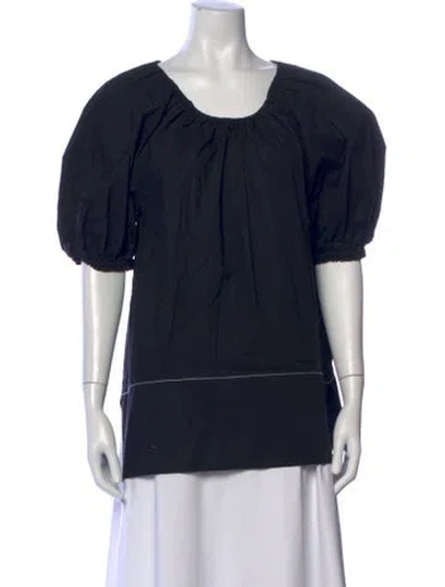 Pre-owned Proenza Schouler Scoop Neck Short Sleeve Blouse In Black