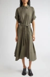 Proenza Schouler Scottie Linen Blend Belted Shirtdress In Gray