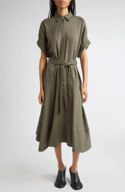 Proenza Schouler Scottie Linen Blend Belted Shirtdress In Gray