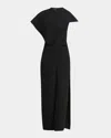 Proenza Schouler Selene Cape Bi-stretch Suiting Maxi Dress In Black