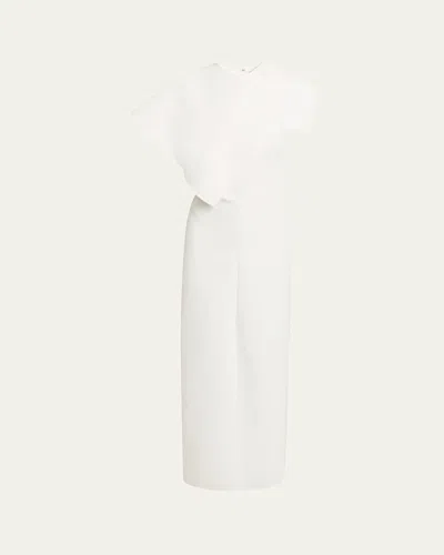 Proenza Schouler Selene Cape Bi-stretch Suiting Maxi Dress In Off White