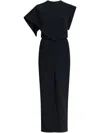 Proenza Schouler Selene Cape Bi-stretch Suiting Maxi Dress In Black