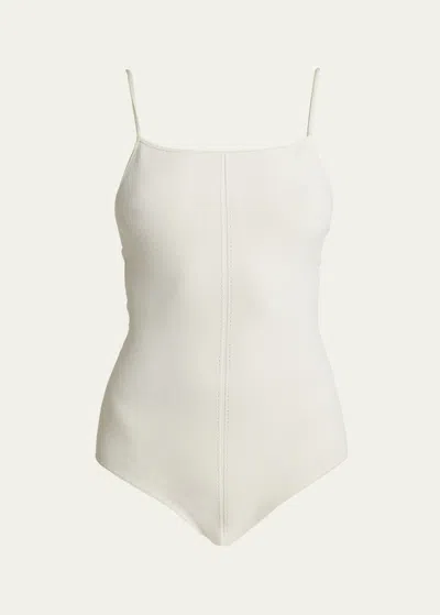 Proenza Schouler Serena Silk-blend Knit Bodysuit In White