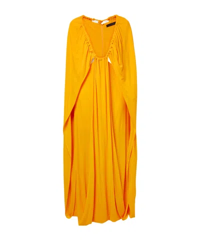 Proenza Schouler Shawl-style Pleated Knit Maxi Dress In Gold