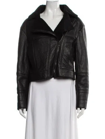 Pre-owned Proenza Schouler Shearling Biker Jacket In Black