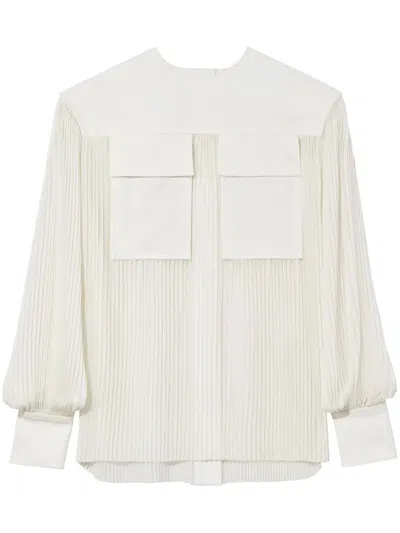 Proenza Schouler Sheer Pleated Flou Top In White