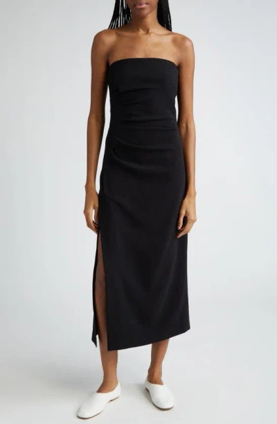 Proenza Schouler Strapless Crepe Midi Dress In Black