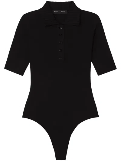 Proenza Schouler Knitted Short-sleeved Polo Top In Black