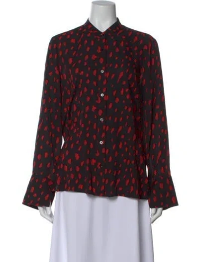Pre-owned Proenza Schouler Silk Animal Print Blouse In Black
