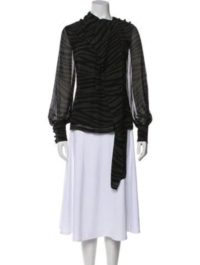 Pre-owned Proenza Schouler Silk Animal Print Blouse W/ Tags In Green